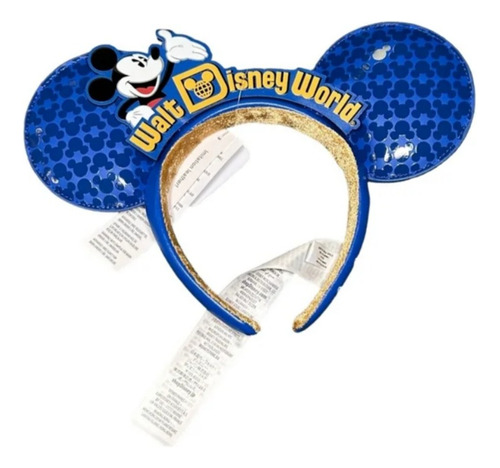 Tiara Orelhas Mickey Oficial Walt Disney World. Azul Dourada