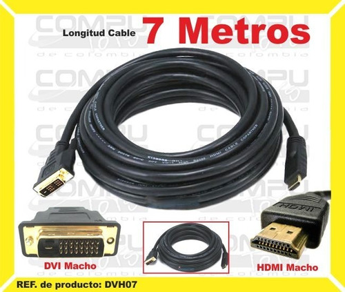 Cable Dvi A Hd Macho-macho 7 Mts Ref: Dvh07 Computoys Sas