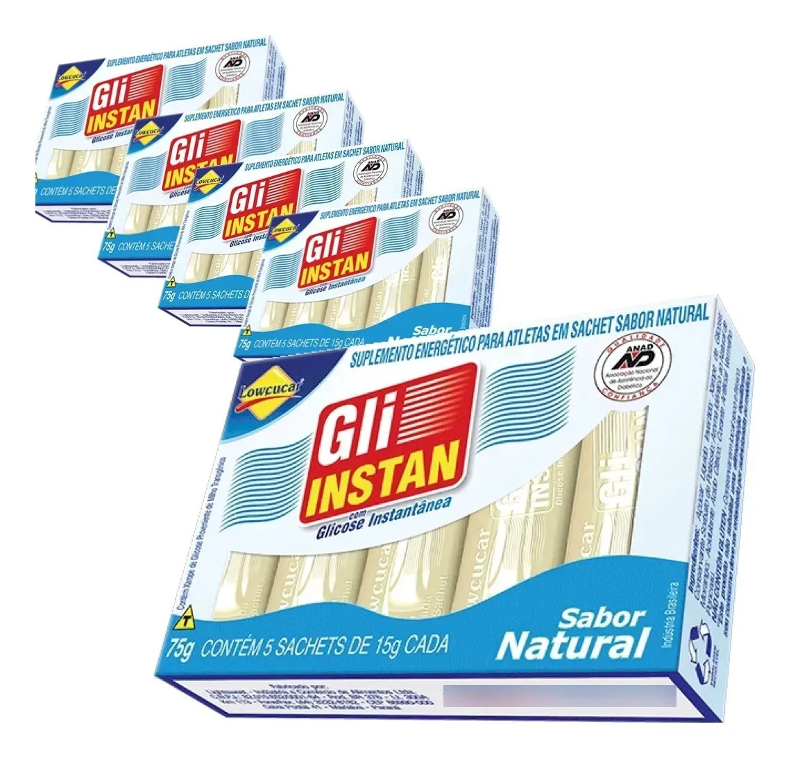 3x Gli-instan Morango Glicose Instantânea 10 Balas Lowçucar Morango
