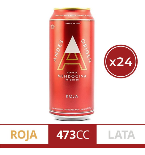 Cerveza Andes Origen Roja Red Lager 473ml Pack X 24 Uni