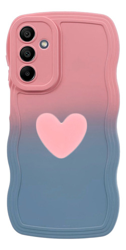 Protector Samsung Galaxy A25 Degrade Rosa/azul Con Corazón