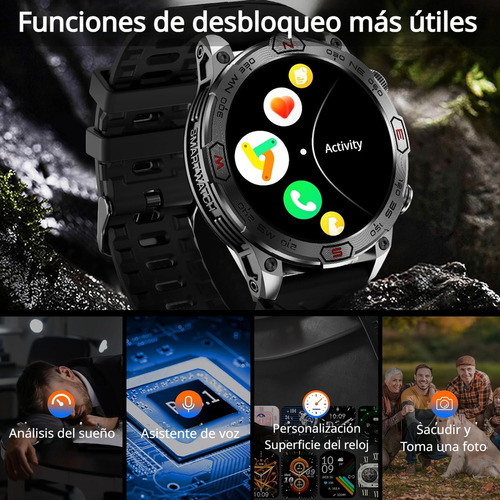 2025 Linterna Reloj Inteligente Para Hombre Bluetooth Llamada Asistente De Voz Brújula Smart Watch Amoled 1.43