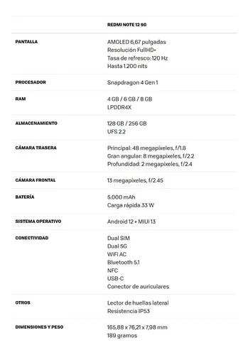 Xiaomi Redmi Note 12 5g 22111317g 6gb 128gb Dual Sim Duos