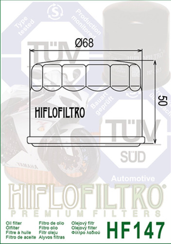 Filtro De Aceite Cuatrimoto Yamaha Yfm700 Grizzly Hf147