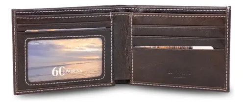 Billetera Cuero Hombre Galatea Costura Chocolate Lincoln's