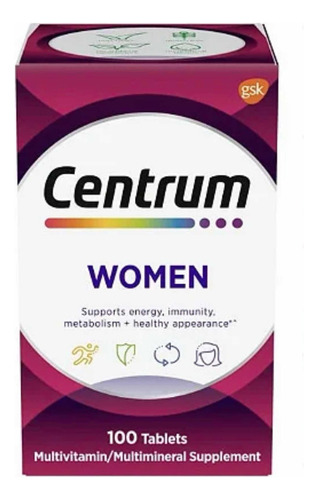 100 tabletas Centrum Sabor Nenhum para mujer