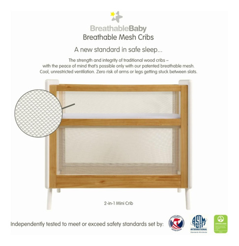 Breathablebaby Mini Cuna 2 En 1 De Malla Transpirable Con