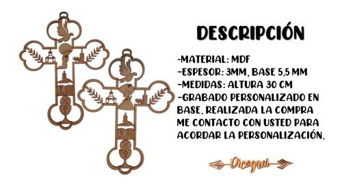 Cruz Primera Comunión Niña(o) 30 Cm Grabado Gratis 25pzas