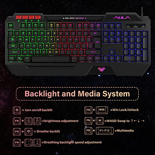 Aula Gaming Keyboard Mouse Headset And Mousepad Combo, Rainb