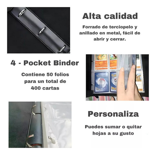 Pokemon Tcg: Carpeta Pokebola Pikachu 50 Folios 4 Bolsillos Pokebola Pikachu Español
