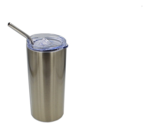 Termo Tumbler Tlp Sublimar De 16 Oz Doble Pared Plata 50