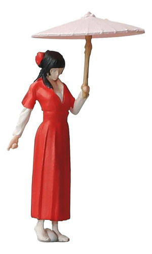 Figura De Niña De Aduanas Antigua, Mini Muñeca Rojo