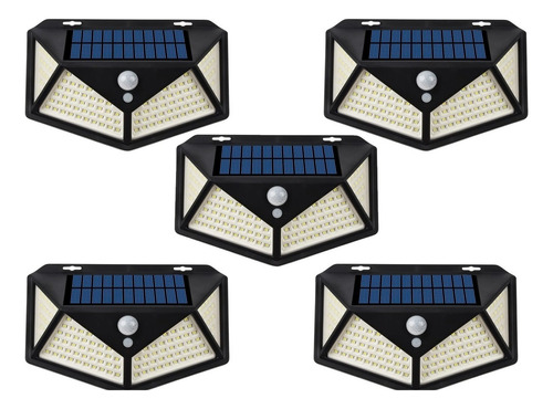 Pack 5 Lampara Solar 100 Led Exterior Sensor De Movimiento