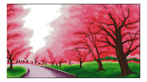 Romantic Sakura Stitch Kit, 14 Quilates, Estampado De Paisaj