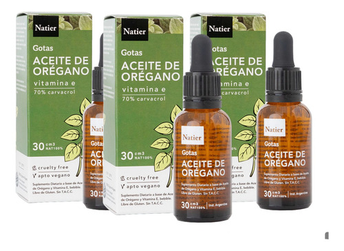 Pack 3 Aceite De Orégano Gotas AnaLGésico Natier 30ml