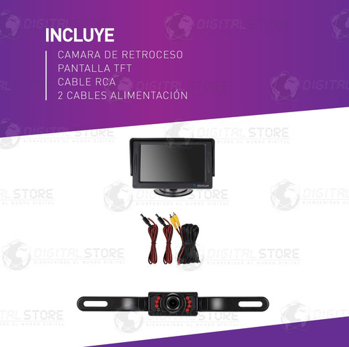 Camara Trasera Marcha Atras Retroceso Para Auto Ir + Pantalla Lcd Tft 4:3