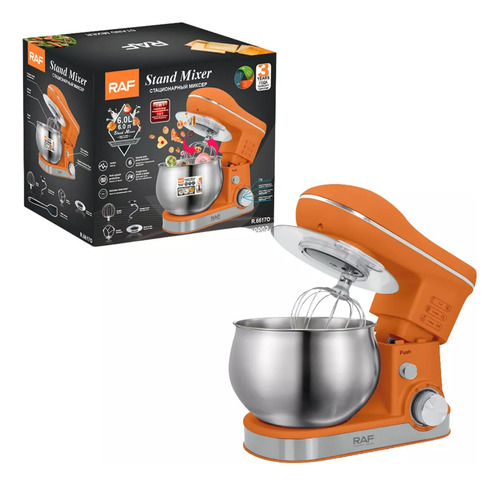 Batidora Mezcladora De Pie Pedestal Raf 1800w Color Naranja