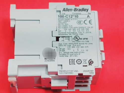 Allen Bradley 100-c12d10 Contactor,12 A,110v 50 Hz / 120v 60
