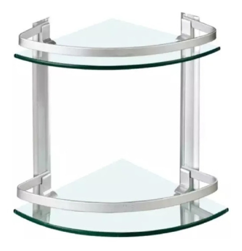 Repisa Organizador Esquinera Doble Vidrio Aluminio Baño Duch