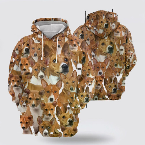 Sudadera Con Capucha Basenji Dog Con Estampado Integral En 3