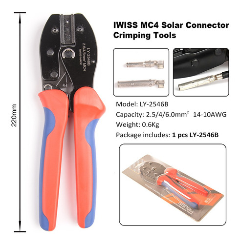 Imagem 2 de 7 de Alicate Crimpador Mc4 Energia Solar Iwiss Ly-2546b - 2 Peças