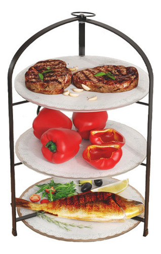 Almacenamiento De Platos De Soporte Para La 3 Capa Negro