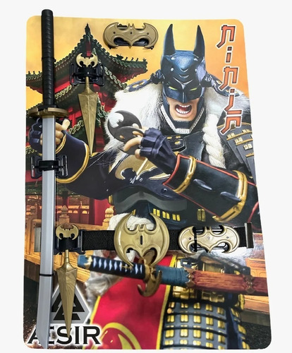 Imagen 1 de 10 de Kit Batman Ninja Set Armas X6 + Cinturon Porta Armas Juguete