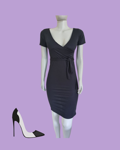 Imagem 3 de 3 de Vestido Feminino Curto Malha Canelada Justo