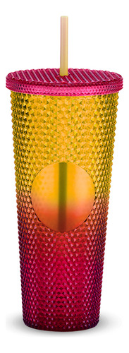 Termo Multiusos Vaso Acrílico Textura Tridimensional 750ml Rojo Degradado