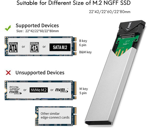 Docking Para Ssd - M.2 Ngff B Y B+m Usb 3.1 Gen 1 5gbps