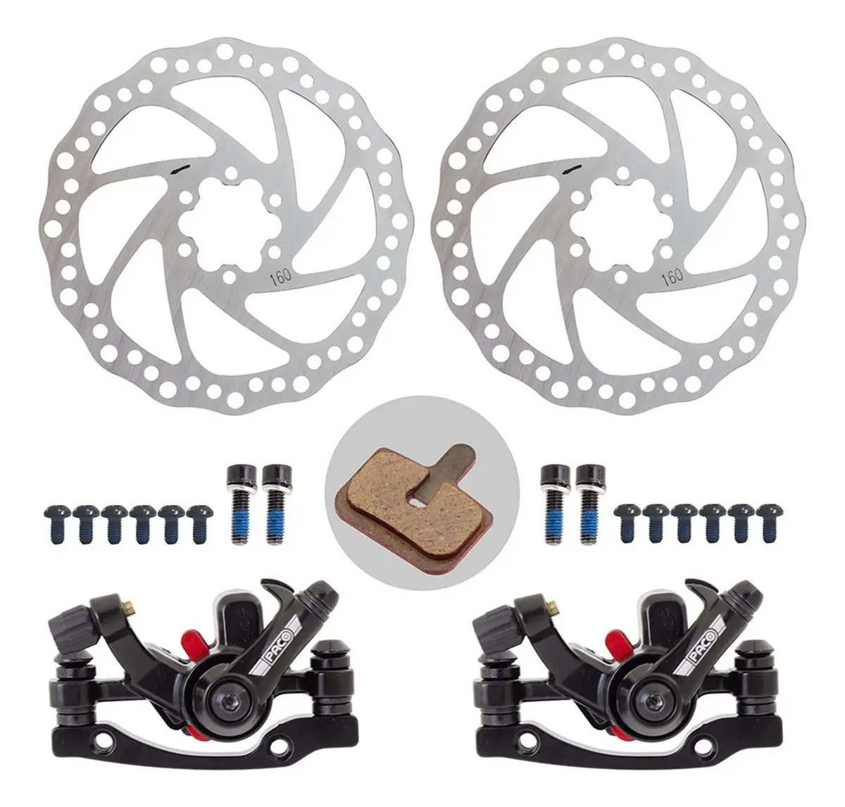 Kit Freio A Disco 160mm Mecânico Pinça/disco/adaptador paco