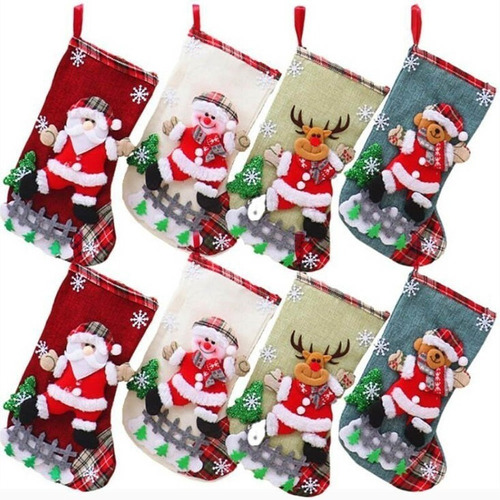 8 Piezas Medias Navideñas Santa Claus De Bolsillo