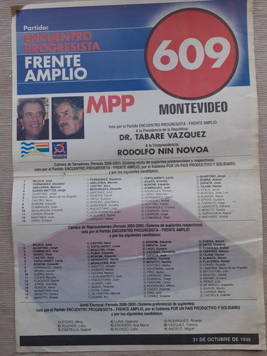 Elecciones Nacionales 1999 Lista 609 M.p.p. / E.p. - F.a.