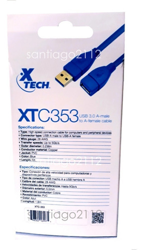 Imagen 3 de 7 de Cable Extension Usb 3.0 Macho Hembra 1.8 Mts 28 Awg 5gb/s