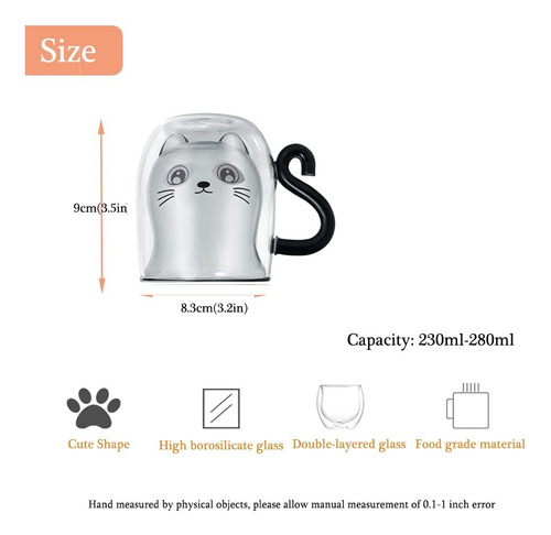 Black Cat Mug Cute Mug With Handle Double Walled Coffee M...