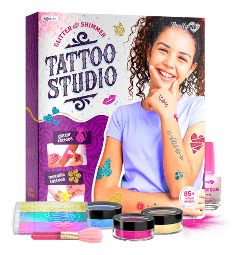 Kit De Estudio De Tatuajes Temporales Brillantes Para Ninos,