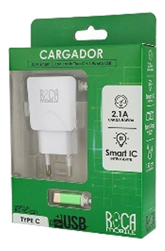 Cargador Tipo C 2.1 A Puerto Inteligente Smart Roca 1 Usb