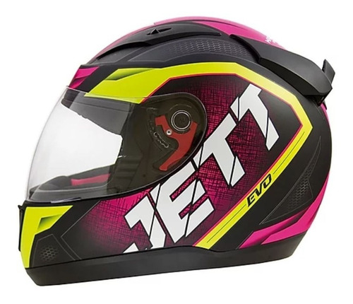 Capacete Pro Tork Fechado Jett Evo Tamanho 60 Rosa / Amarelo