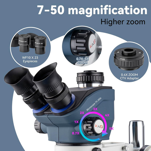Kaisi Microscopio Estéreo Trinocular Tx-350s, Microscopio