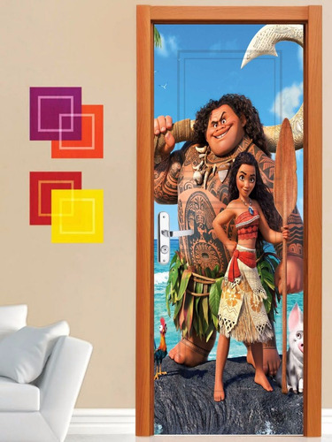 Adesivo Porta E Parede Princesa Moana Maui Disney Em Hd Novo