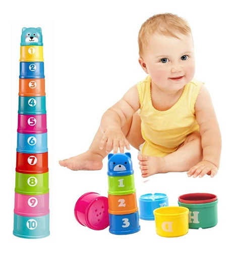 Torre Apilable 11 Pzas Niños Bebés Juguetes Didácticos