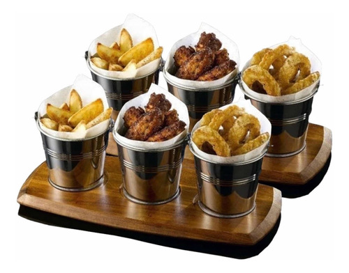 Cubo Balde De Papas Fritas Metálico Set De 6