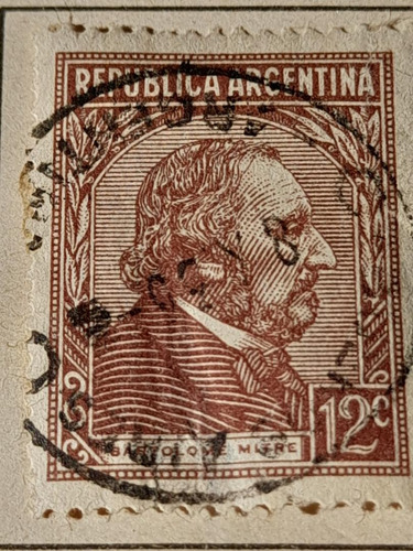 Estampilla Argentina Bartolomé Mitre  12c   043    (a3)