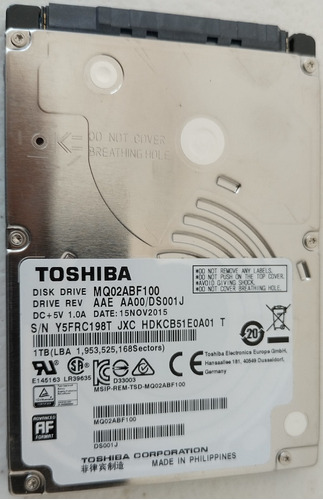 Disco Duro Toshiba Mq02abf100 1tb 7mm 5400rpm Laptops