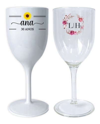 10 Taças Personalizadas Vinho E Bebidas 400ml Imp. Colorida