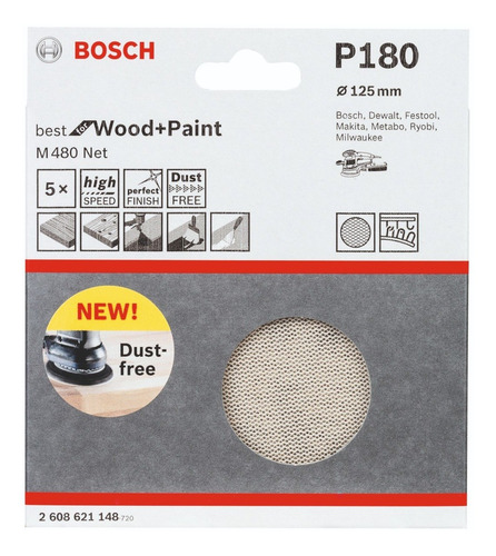 Imagen 2 de 4 de Lija Excéntrica Autoadherente 125mm. Bosch G180 X5u.