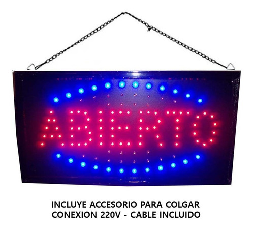 Cartel Led Colores Luminoso Abierto Publicidad 220v