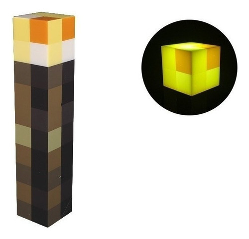 Lámpara Antorcha Minecraft Brownstone Luz Nocturna Led 28cm