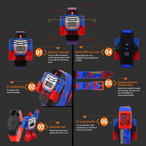Transformers Robot Forma Reloj Para Niños