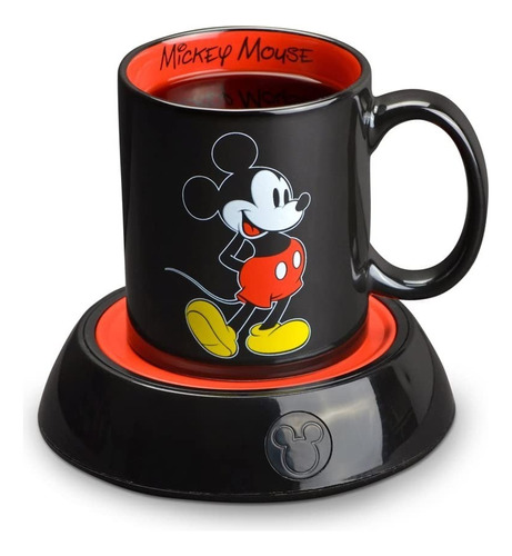 Taza Cerámica Mickey Mouse Calentador Café Té 300 Ml Calidad Color Negro